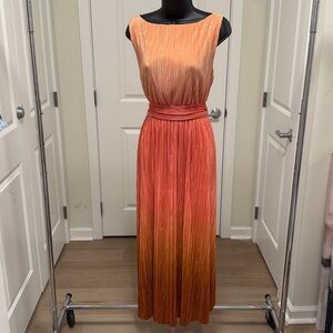 Anne Klein Plisse Rose Clay Ombré  Midi Dress